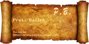 Pretz Bálint névjegykártya